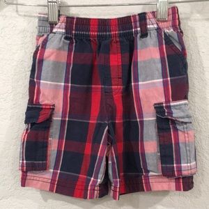 Garanimals Boys 24M Shorts Red Plaid Pull On Twill‎ 100% Cotton Preppy